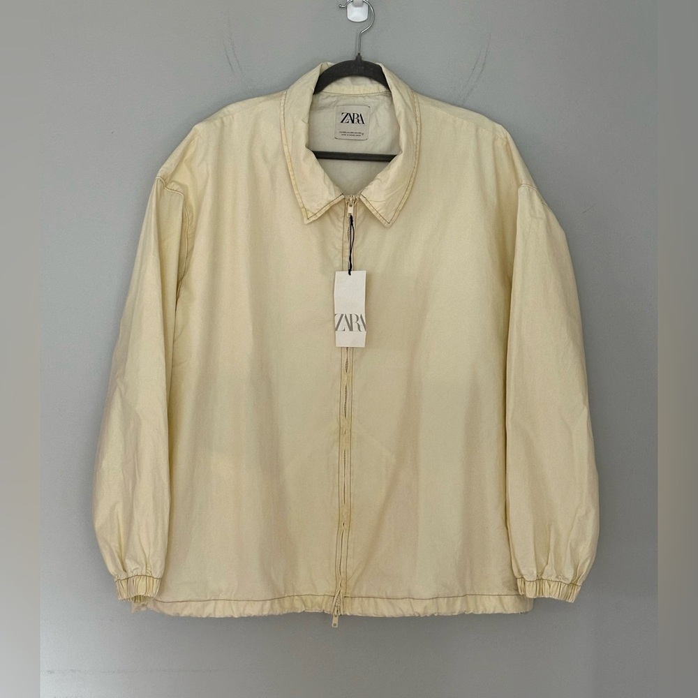 NWT Zara Soft Yellow Cream Oversized Jogger Jacket Windbreaker XXL - Picture 2 of 6